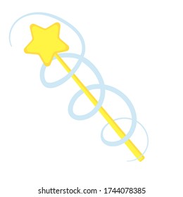 Magic wand isolated on a white background.  Magic wand in action. Cartoon vector illustration.
