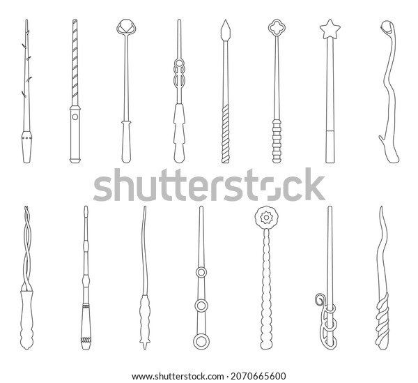 Magic Wand Isolated Outline Set Icon Stock Vector (Royalty Free ...