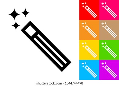 Magic Wand. Line Icon With Different Color Background.