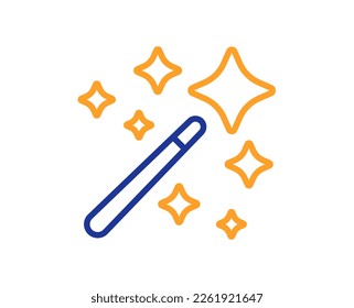Magic wand line icon. Magician stick sign. Wizard tool with star symbol. Colorful thin line outline concept. Linear style magic wand icon. Editable stroke. Vector