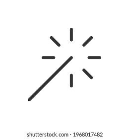 Magic wand line icon, sign or symbol. Premium pictogram in trendy outline style. Magic wand pixel perfect vector icon isolated on a white background. 