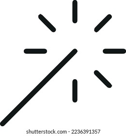 Magic wand line icon, sign or symbol. Premium pictogram in trendy outline style. Magic wand pixel perfect vector icon isolated on a white background.
