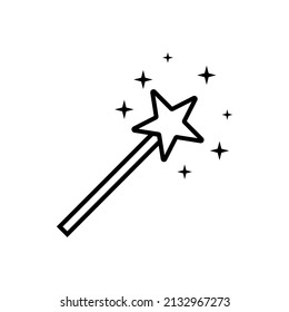 Magic wand line icon, vector outline logo isolated on white background