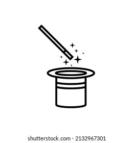 Magic wand line icon, vector outline logo isolated on white background