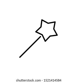 Magic wand line thin icon on white background. Vector illustration eps10.
