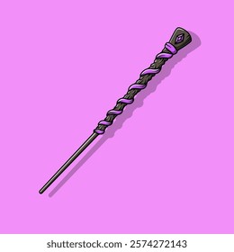 The magic wand made from wood with beautiful classical carvings