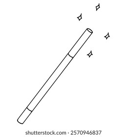 magic wand magician illustration hand drawn outline vector