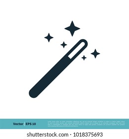 Magic Wand, Magician Stick Wizard Icon Vector Logo Template Illustration Design. Vector EPS 10.