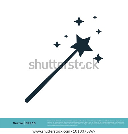 Magic Wand, Magician Stick Wizard Icon Vector Logo Template Illustration Design. Vector EPS 10.