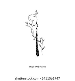 magic wand and moon tattoo art idea (NOT AI)