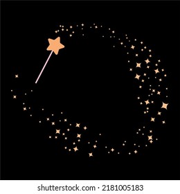 Magic wand on the black background with stars
