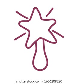 varita mágica sobre fondo blanco, estilo de línea icono ilustración vectorial diseño