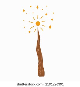 Magic wand on a white background, magical vector illustration for Halloween.