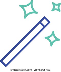 magic wand outline dual color vector illustration icon design