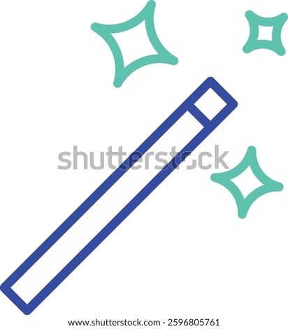 magic wand outline dual color vector illustration icon design