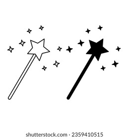 Magic wand outline and filed icon. Fairy wand simple line vector icon. flat illustration on white background..eps