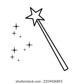 Magic Wand Outline Icon Vector Illustration