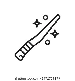 Magic Wand Outline Icon Vector Illustration