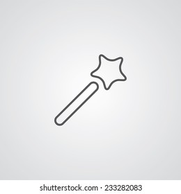magic wand outline thin symbol, dark on white background, logo editable, creative template 