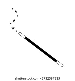 Magic Wand Performing Magical Trick Icon Vector Black Silhouette
