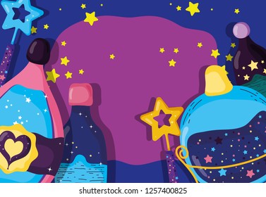 magic wand with potions effects and stars