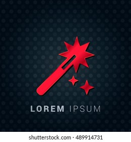 Magic Wand Red chromium precious metallic 3D Icon / Logo Design