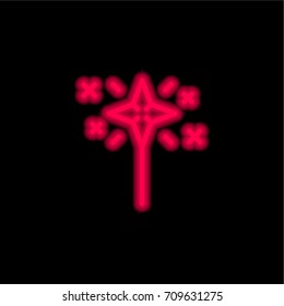 Magic Wand red glowing neon ui ux icon. Glowing sign logo vector