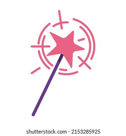 Magic wand semi flat color vector object. Full sized item on white. Fairy godmother. Magical tool. Professional magician. Simple cartoon style illustration for web graphic design and animation