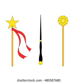 magic wand set isolated on white background.