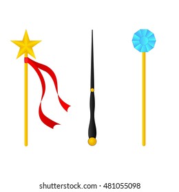 magic wand set isolated on white background.