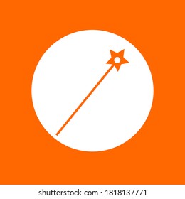 Magic wand sign icon. In white circle on a orange background.