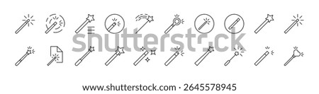Magic Wand Simple Isolated Line Icons Collection. Editable Stroke. Suitable for Web Sites, Books, Cards, Apps 