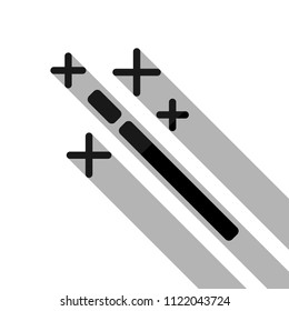 magic wand. simple silhouette. Black object with long shadow on white background