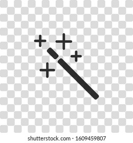 magic wand. simple silhouette. Black symbol on transparency grid