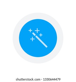 magic wand. simple silhouette. Icon in colored circle with gray bold border. Web button, modern flat design