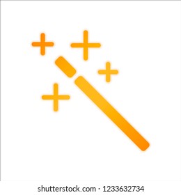 magic wand. simple silhouette. Orange sign with low light on white background