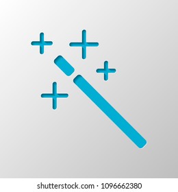 magic wand. simple silhouette. Paper design. Cutted symbol with shadow