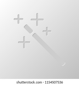 magic wand. simple silhouette. Paper design. Cutted symbol. Pitted style