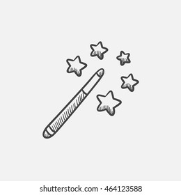 Magic wand sketch icon for web, mobile and infographics. Hand drawn vector isolated icon.
