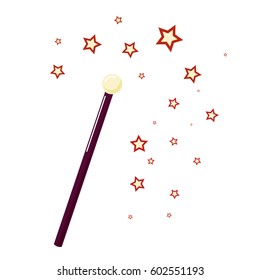 Magic wand with small stars, attribute magician.