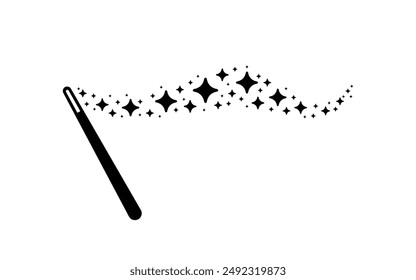 Magic wand. Magic wand with sparkles illustration. Magic stick vector icon. Magic wand icon. Miracle symbols.