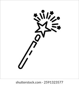 Magic wand. Magic wand with sparkling illustration. Magic wand vector icon. Magic wand icon. Miracle symbol