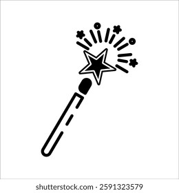 Magic wand. Magic wand with sparkling illustration. Magic wand vector icon. Magic wand icon. Miracle symbol