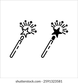 Magic wand. Magic wand with sparkling illustration. Magic wand vector icon. Magic wand icon. Miracle symbol