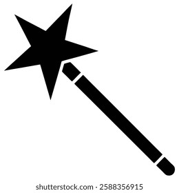 Magic wand star black silhouette vector illustration