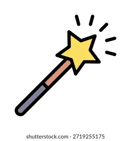 Ícone De Estrela De Varinha Mágica, Festa De Estilo Preenchido E Ilustração De Celebração