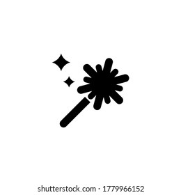 Magic Wand with Star Sparkle, Stick Wizard. Flat Vector Icon illustration. Simple black symbol on white background. Magic Wand and Star, Stick Wizard sign design template for web and mobile UI element