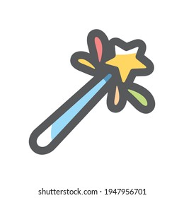 Magic Wand Star Stick Vector icon Cartoon illustration