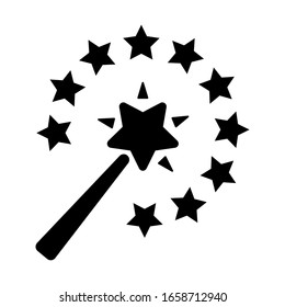 magic wand with magic star trace for funny magical decoration design isolated on white background. vector illustration.