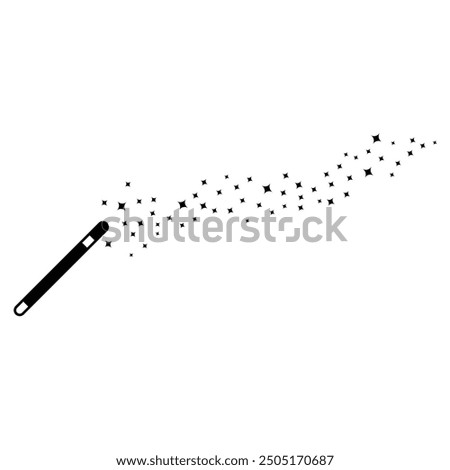 Magic Wand With Star Trail Icon Vector Design.